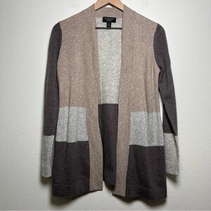 Charter Club Cashmere Cardigan Women Brown Gray Excellent Colorblock Open Front